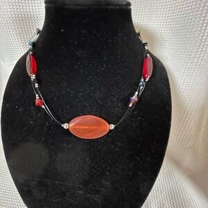 Elegant Red and Black Beaded Necklace